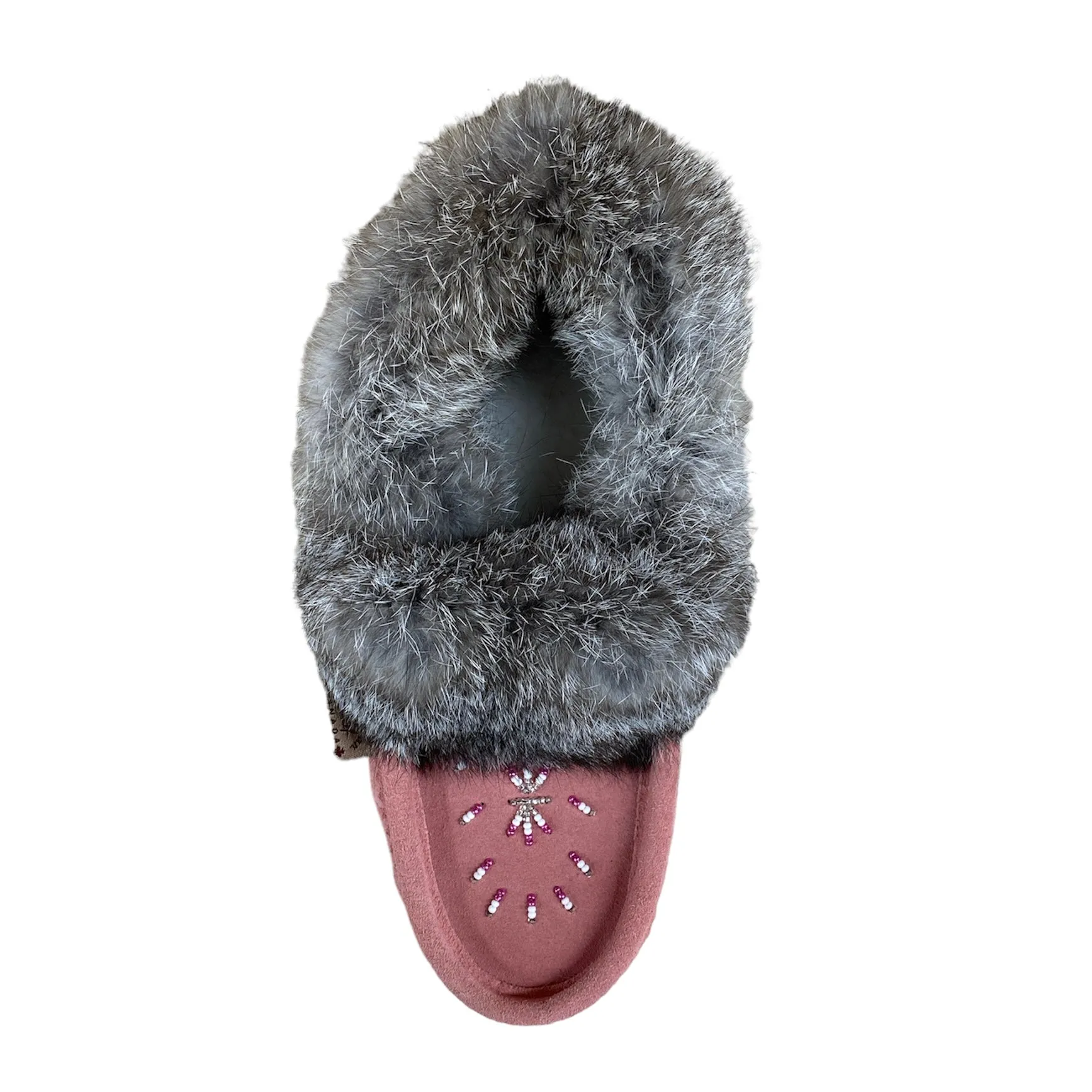 Flamingo Suede Moccasin Fur Trim