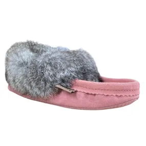 Flamingo Suede Moccasin Fur Trim