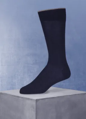 Flat Knit Merino Wool Sock in Navy