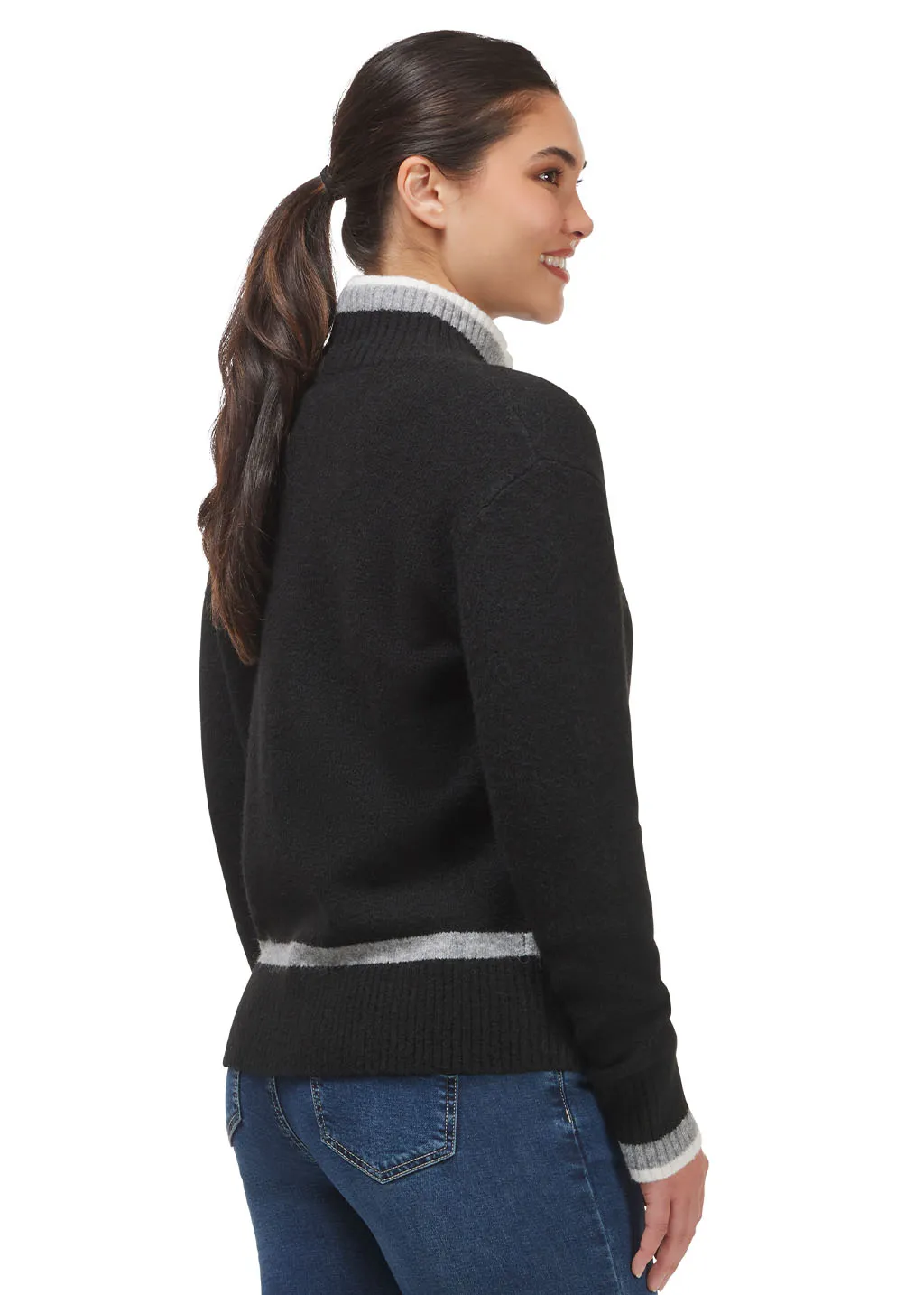 Full Zip Varsity Horse Sweater