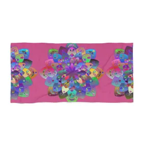 Handmade Mandala Beach Towel - Dark Pink