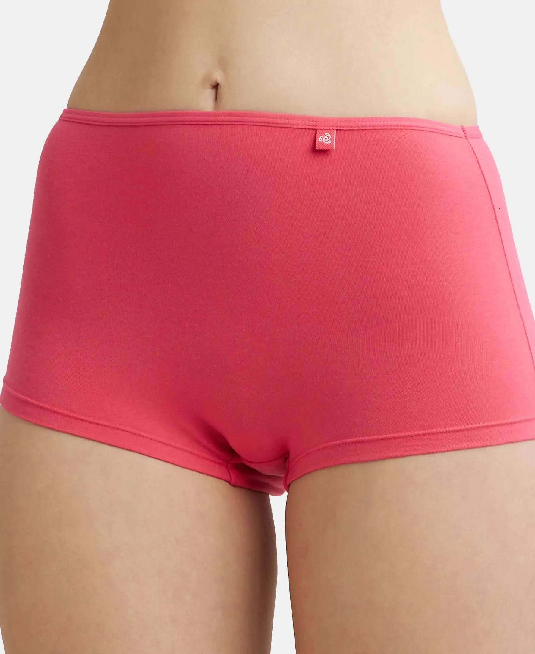 High Coverage Super Combed Cotton Elastane Stretch Boy Leg With Concealed Waistband and StayFresh Treatment - Ruby