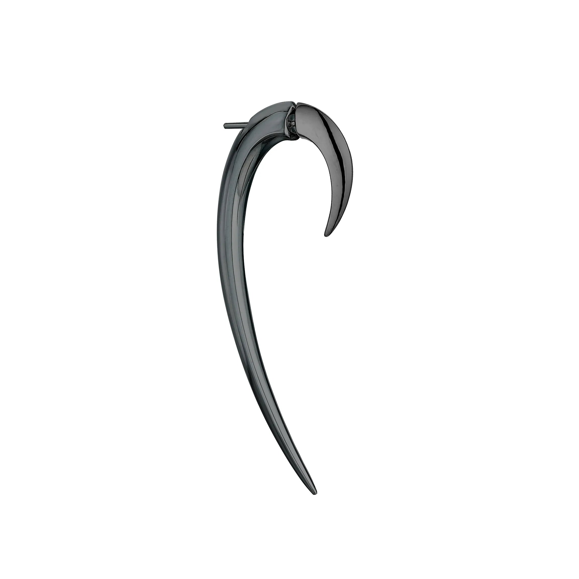 Hook Single Size 2 Earring - Silver Black Rhodium