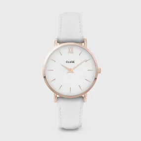 Minuit Leather White, Rose Gold Colour