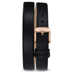 Natural Leather Double - Jet Black 12mm