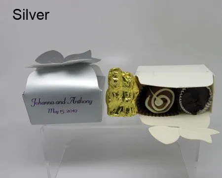 Personalized Bow Top Favor Boxes, empty