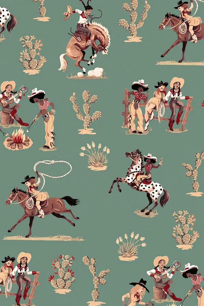 Poodle & Blonde Cliftonville Cowgirls Mirage Wallpaper