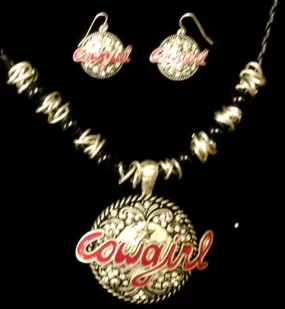 "Cowgirl Pink" Western Necklace and Matching Earrings