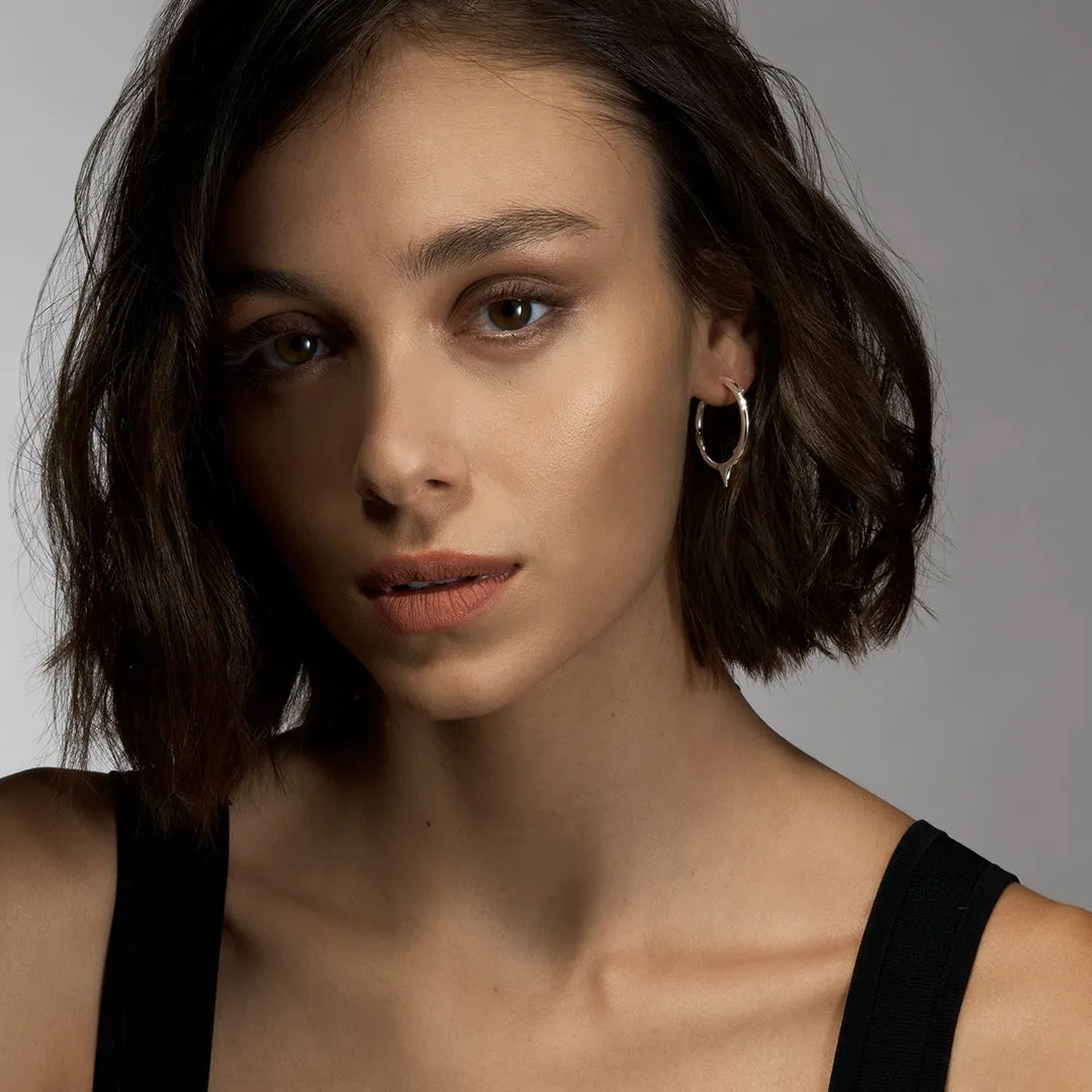 Rose Thorn Medium Hoop Earrings - Silver