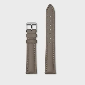 Strap 16 mm Leather Taupe, Silver Colour