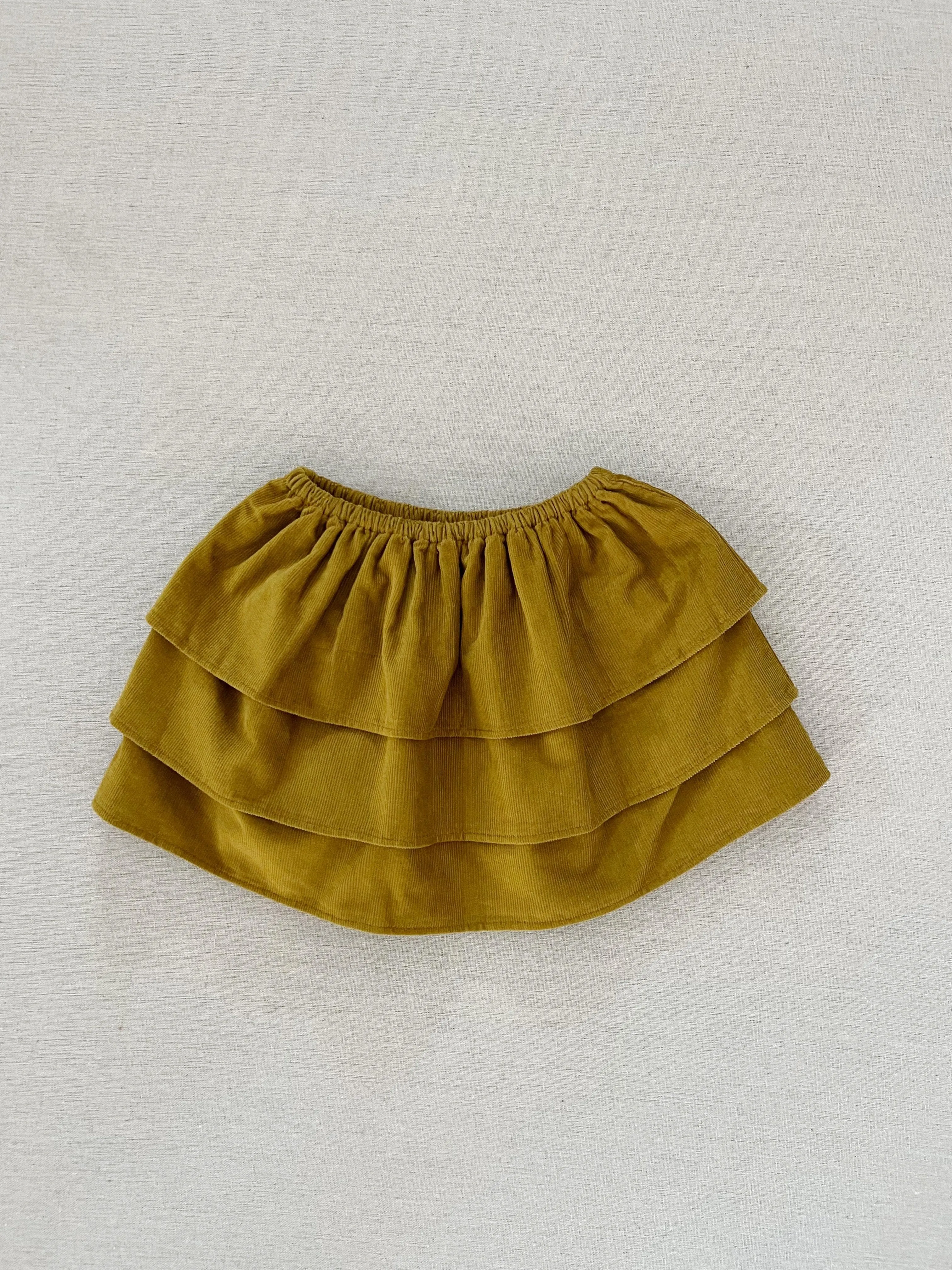 tali tiered skirt in ecru olive corduroy
