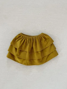 tali tiered skirt in ecru olive corduroy