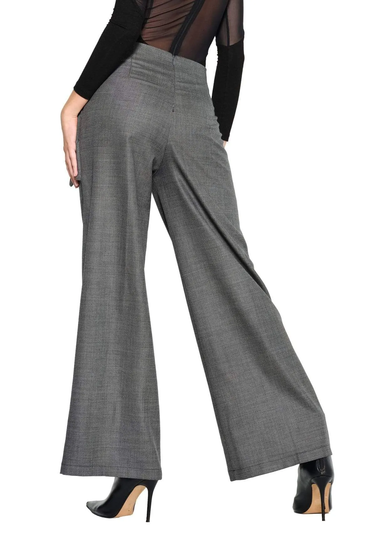 WIDE LEG TROUSERS IN GREY