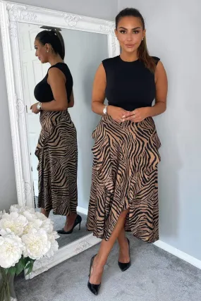 Willow Black and Camel Animal Print 2 in 1 Midi Dress
