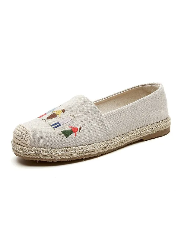 Women's Handmade Embroidery Linen Shoes