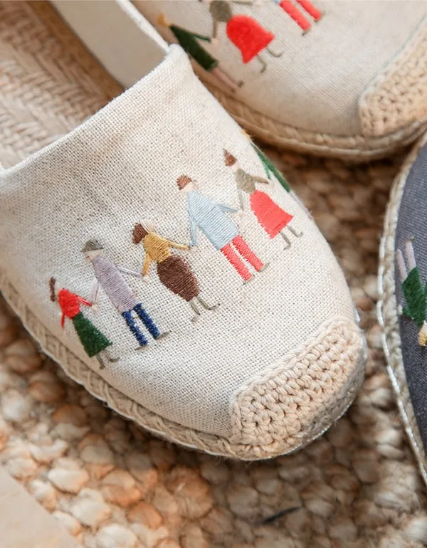 Women's Handmade Embroidery Linen Shoes
