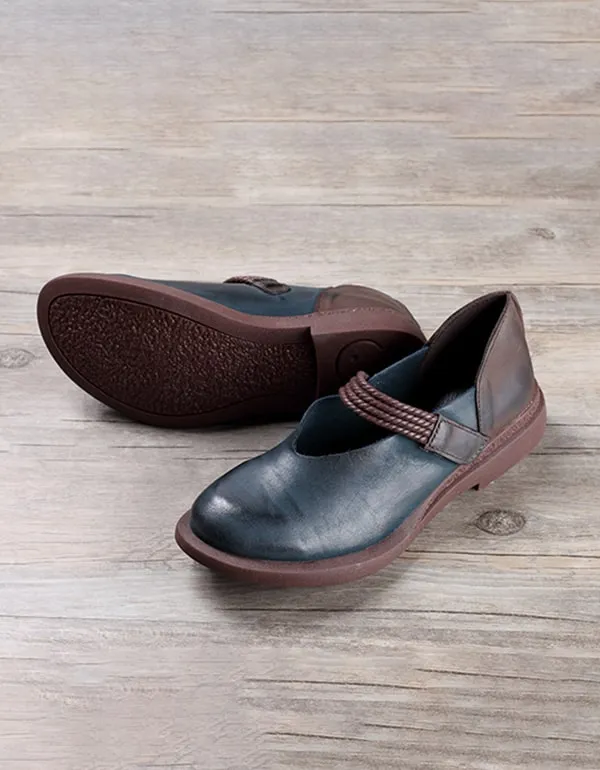 Women's Handmade Leather Retro Flat Shoes 35-43