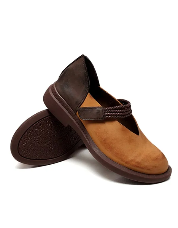 Women's Handmade Leather Retro Flat Shoes 35-43