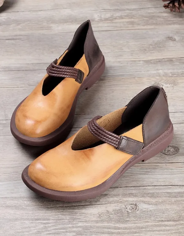 Women's Handmade Leather Retro Flat Shoes 35-43