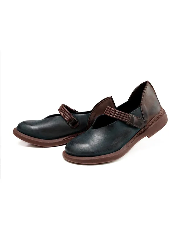 Women's Handmade Leather Retro Flat Shoes 35-43