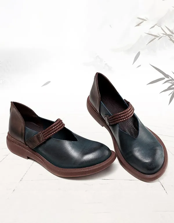 Women's Handmade Leather Retro Flat Shoes 35-43