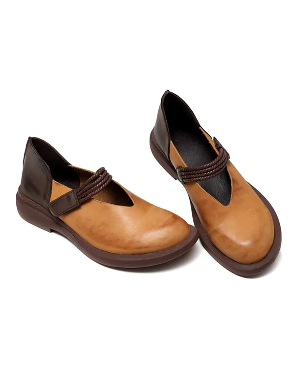 Women's Handmade Leather Retro Flat Shoes 35-43