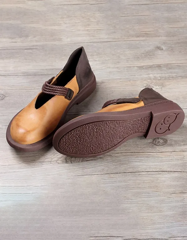 Women's Handmade Leather Retro Flat Shoes 35-43