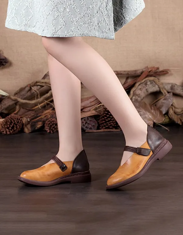 Women's Handmade Leather Retro Flat Shoes 35-43