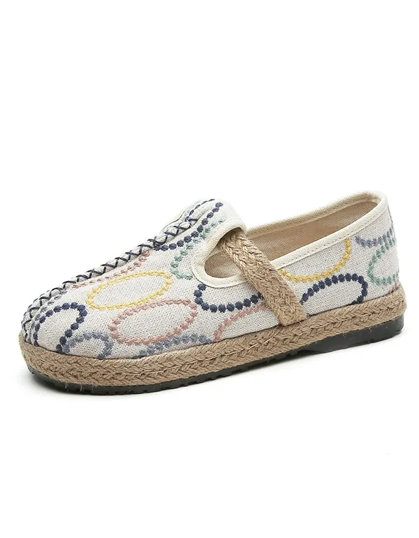 Women's Round Head Handmade Embroidery Shoes